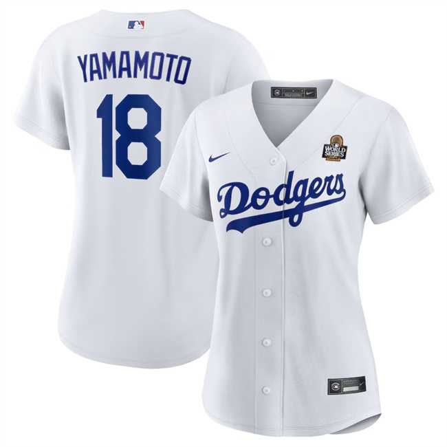 Women's Los Angeles Dodgers #18 Yoshinobu Yamamoto White 2024 World Series Cool Base Stitched Jersey(Run Small) Dzhi,We sell and wholesale Women's Los Angeles Dodgers #18 Yoshinobu Yamamoto White 2024 World Series Cool Base Stitched Jersey(Run Small) Dzhi on line form chian!